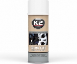 Baltās krāsas gumijotā krāsa K2 COLOR FLEX 400ml.  