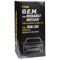 Sintētiskā eļļa - Mannol NISSAN, RENAULT SAE 5W-30, 5L   ― AUTOERA.LV