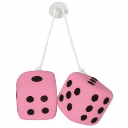 Dekors uz spoguļa, metamie kauliņi , rozā - Lucky Vegas fuzzy dices ― AUTOERA.LV