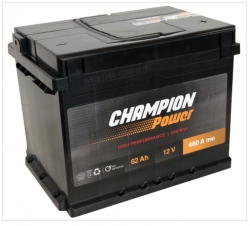Auto akumulātors - CHAMPION POWER 62Ah, 480A, 12V ― AUTOERA.LV
