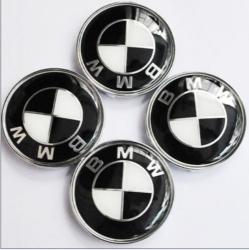 Disku ieliktņu/kapaciņu k-t BMW 4x⌀68mm, melns/balts ― AUTOERA.LV