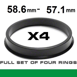 Centrējošs gredzens alumīnija diskiem 58.6mm ->57.1mm ― AUTOERA.LV