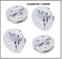 Disku ieliktņu/kapaciņu komplekts Peugeot 4x 60mm 