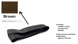 Brūns ādas stūres apvalks M izmērs, 37 - 39cm / aptināms   ― AUTOERA.LV