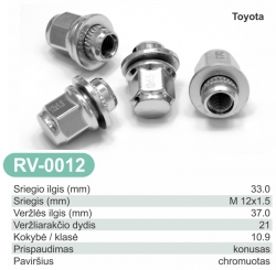 Disku uzgrieznis (konusa tipa) - M12X1.5/SW21/H37 (+TOYOTA) ― AUTOERA.LV
