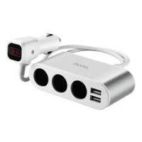 Piepipetāja līgzda sadalītājs ar voltmetru - HOCO PREMIUM, 12V (3x +2USB)