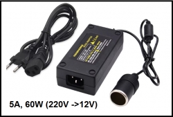 Strāvas pārveidotājs no 110V /220V uz 12V (5A/ 60W)